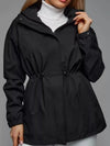Hooded Windbreaker Jacket with Drawstring Waist