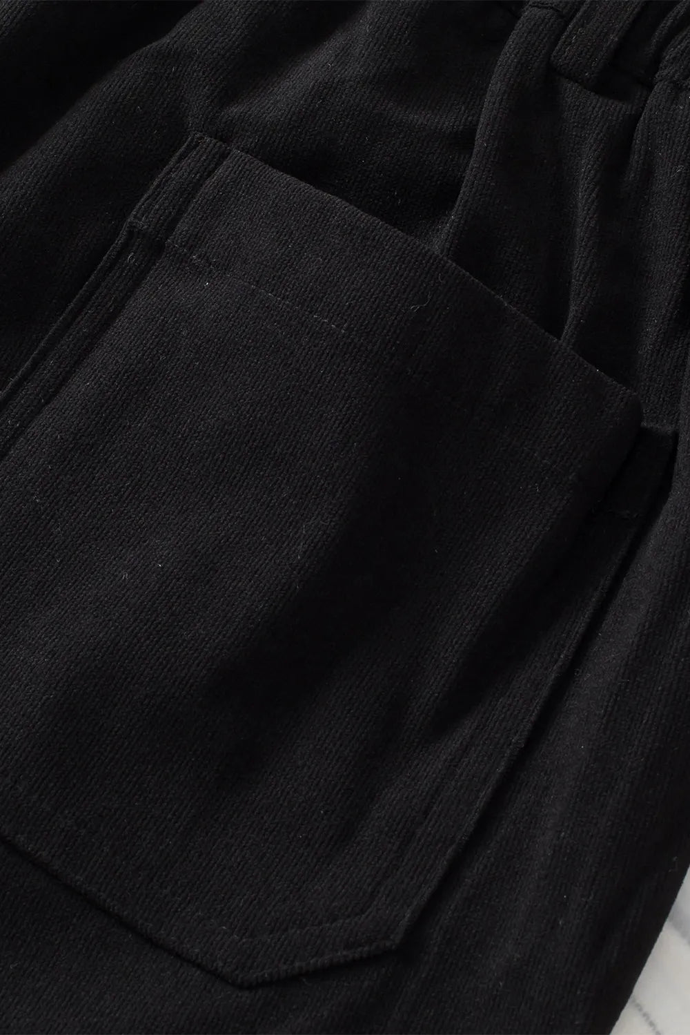 Close-up of a black jacket with a pocket