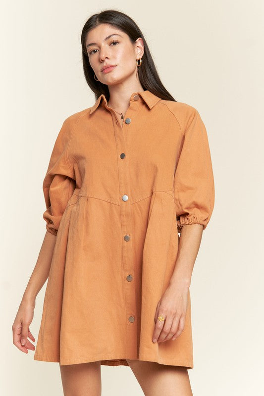 Washed denim style dress for the office