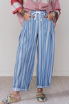 Stripe High Waist Wide Leg Barrel Jeans