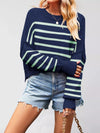 Crew Neck Dropped Shoulder Sweater For Women