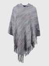 Fringe Hem Hooded Poncho For Ladies