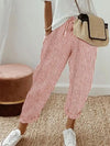 Ladies Trendy High Waisted Casual Striped Cropped Pants