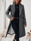 Lapel Collar Longline Coat For Women