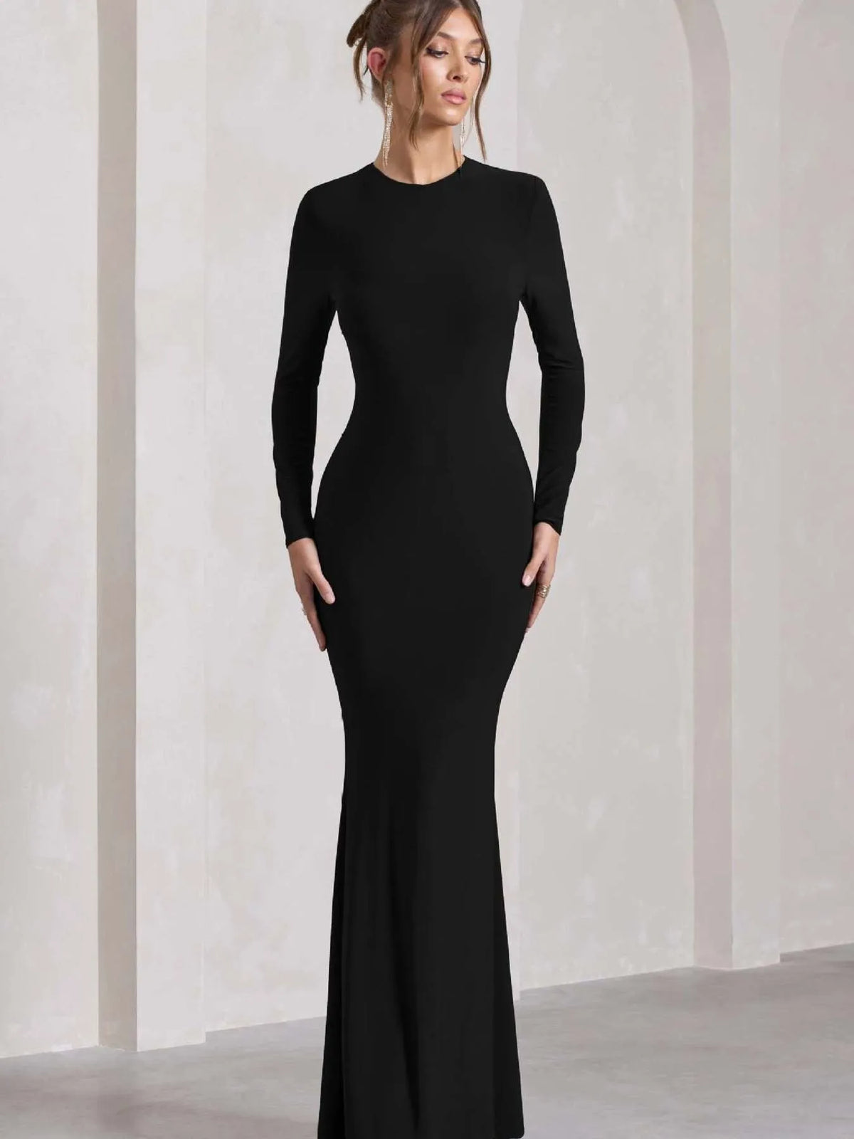 Round Neck Long Sleeve Bodycon Maxi Dress Round Neck Long Sleeve Bodycon Maxi Dress