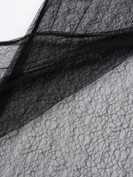 Close-up of black lace fabric on a white background