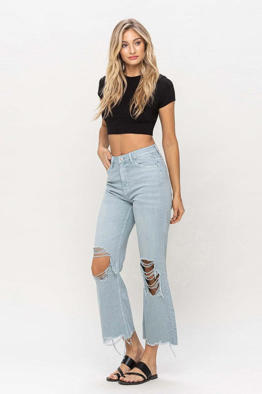 Front view of 90&quot;s Vintage Crop Flare Jeans