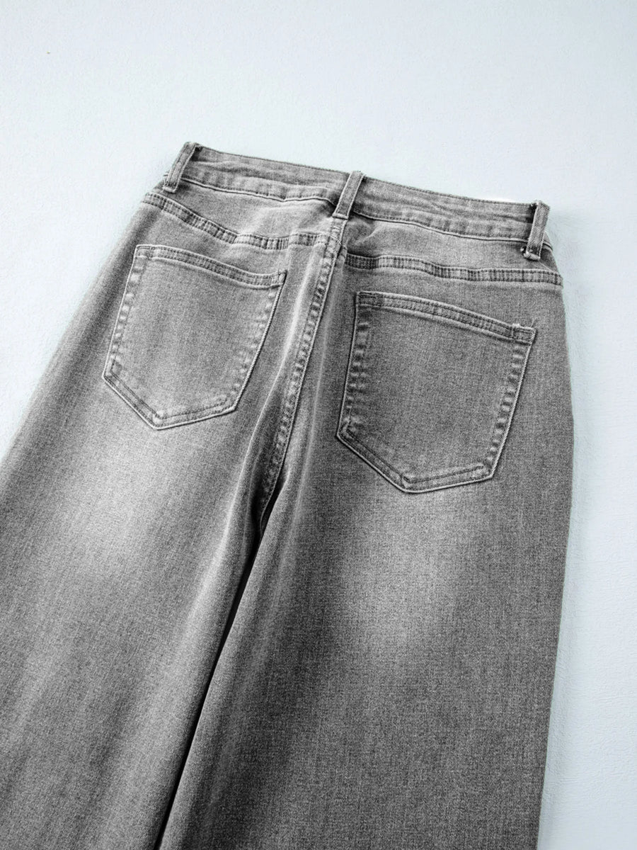 Gray jeans on a white background