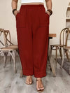 Plus Size High-Waisted Elastic Waist Pants with Pockets