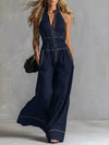 Zip Front Sleeveless Wide Leg Jumpsuit