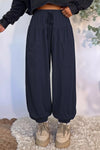 Drawstring Wide-Leg Joggers