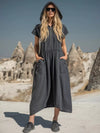 Women's Full Size Hooded Midi Dress with Zipper and Pockets Plus Size