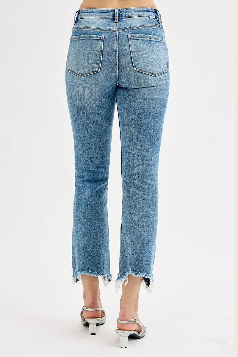 Light blue jeans on a white background