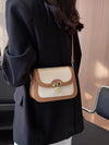Rabbit Decor Color Block Flap Crossbody Bag