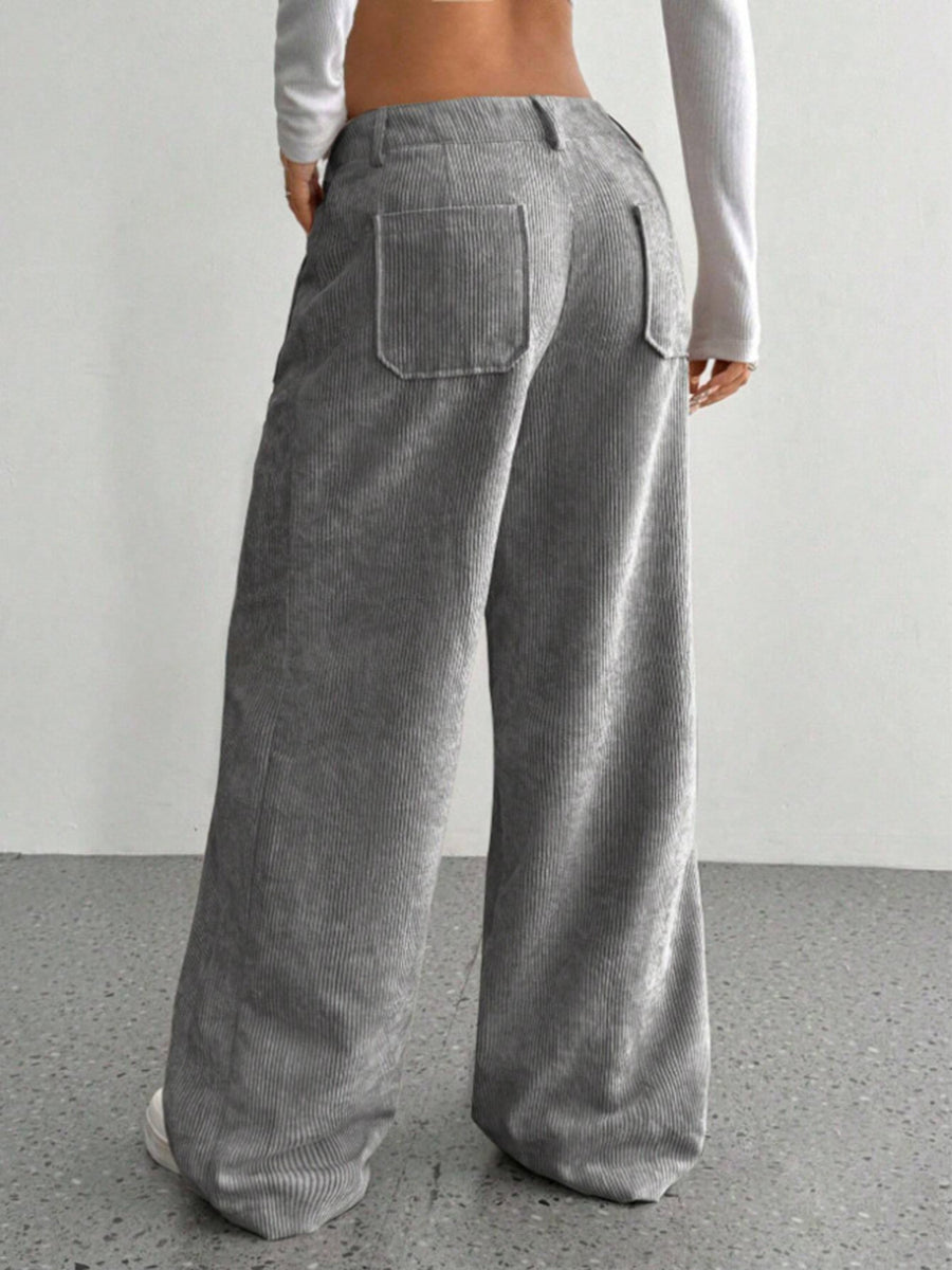 Back view of Wide Leg Pants with Pockets