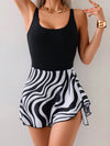 Printed Scoop Neck Wide Strap One-Piece Swimwear