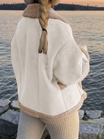 Fuzzy Collared Neck Long Sleeve Jacket
