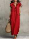 Wedding Guest Full Size Ruffled V-Neck Cap Sleeve Maxi Dress Plus Size For Women