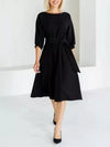 Elegant Belted Waist Midi Dress For Women