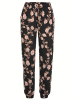 Floral-patterned pants on a white background