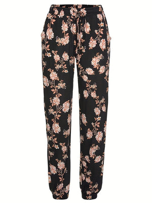 Floral-patterned pants on a white background