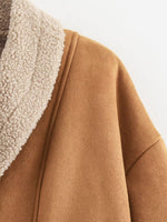 Fuzzy Collared Neck Long Sleeve Jacket