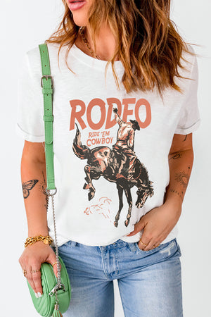 another front view of Cowboy Graphic Round Neck Short Sleeve T-Shirt