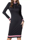 Striped Long Sleeve Bodycon Midi Dress