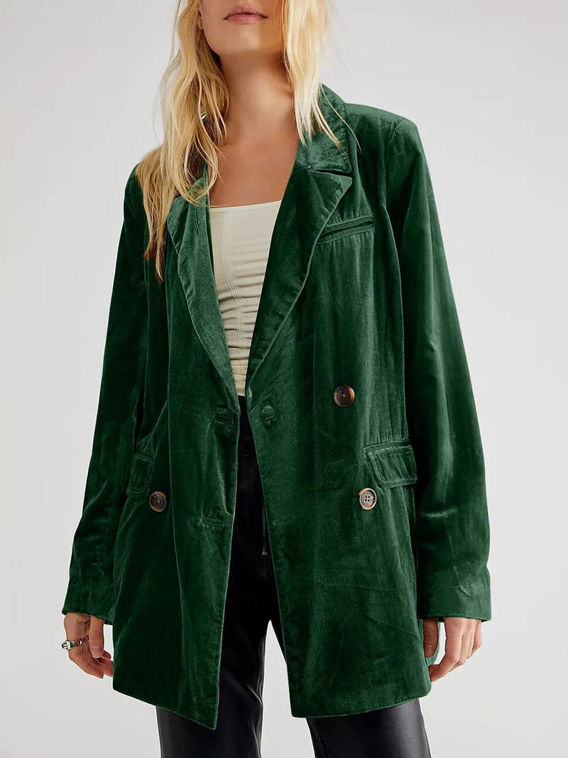 Green jacket worn by a person on a white background