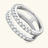 Woman's 925 Sterling Silver Moissanite Double Layered Ring