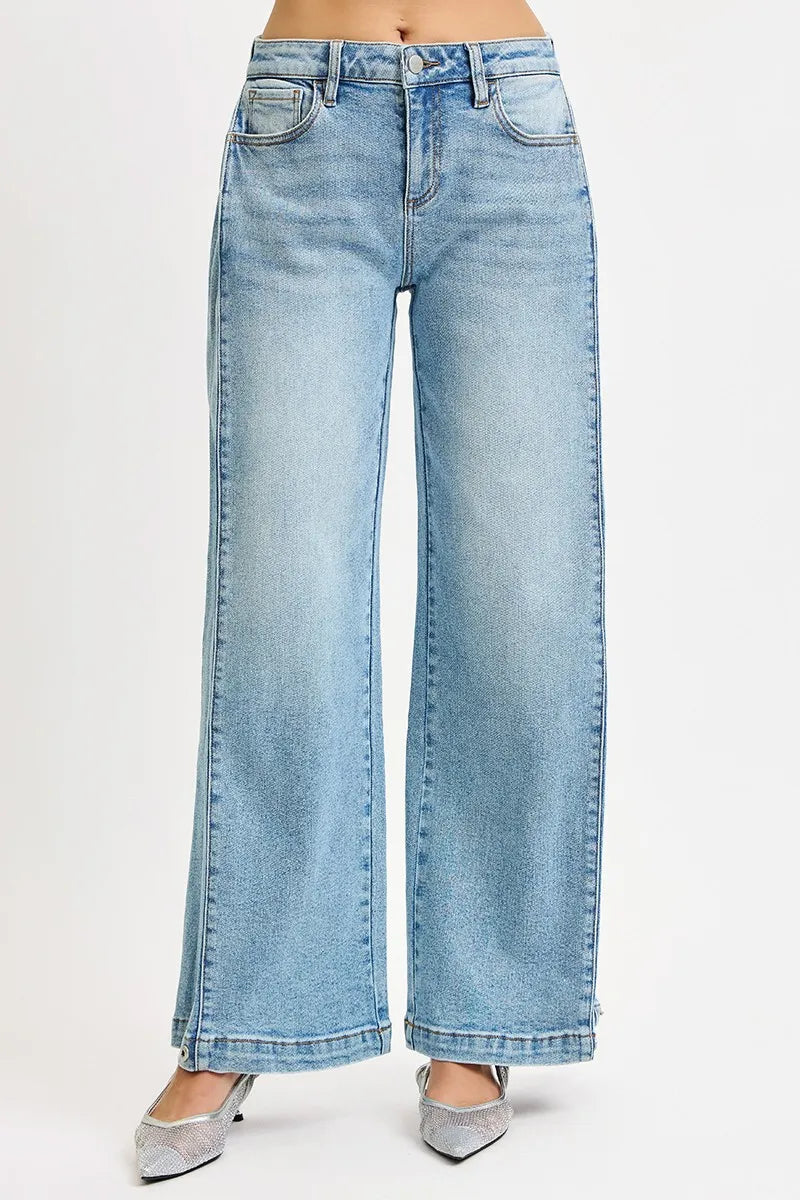 Light blue jeans on a white background