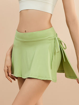 Green High Waist Active Skort with Pockets