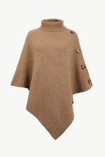 Brown poncho with button details on a white background