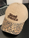 Women Leopard Print Baseball Cap with Embroidered Letter