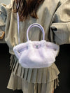 Fluffy Crossbody Bag with Buckle Detail