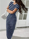 Striped Round Neck Bodycon Maxi Dress – Shop New Arrivals