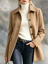 Button Up Collared Neck Coat For Ladies