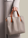 Leather Contrast Handle Handbag