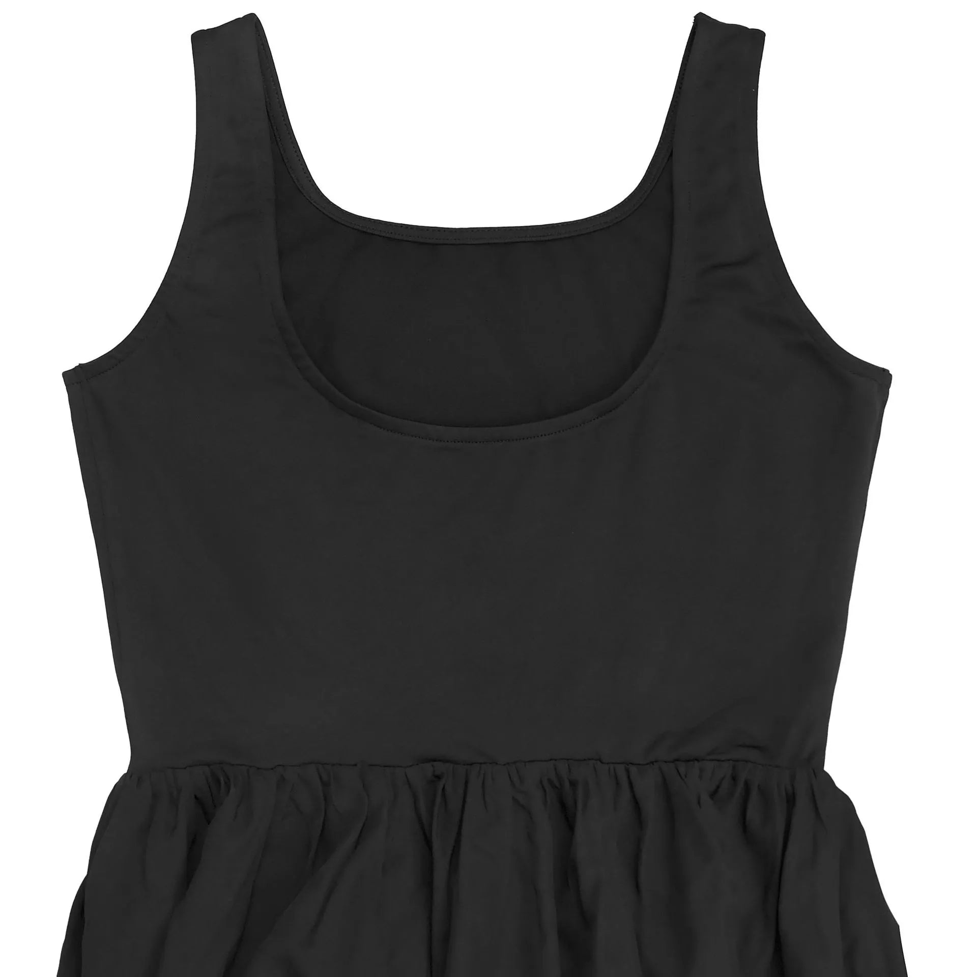 Black sleeveless dress on a white background