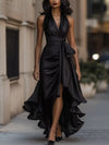 Women Summer 2026 Full Size High-Low Ruffled Satin Maxi Dress Plus Size