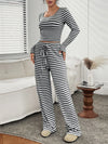Striped Long Sleeve Top and Pants Set