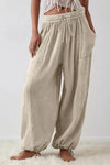 Loose Fit Gauze Pants with Drawstring Waist