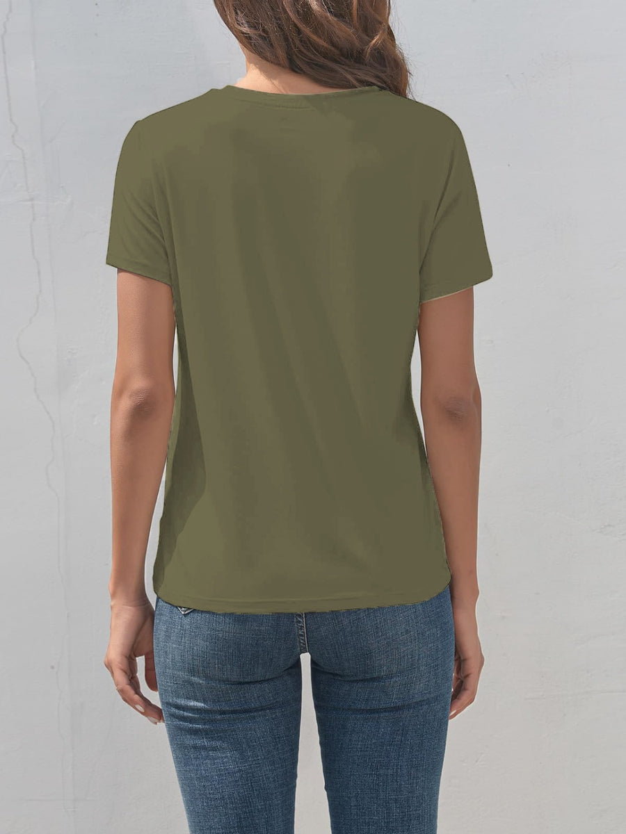 Back view of Horse Round Neck Short Sleeve T-Shirt