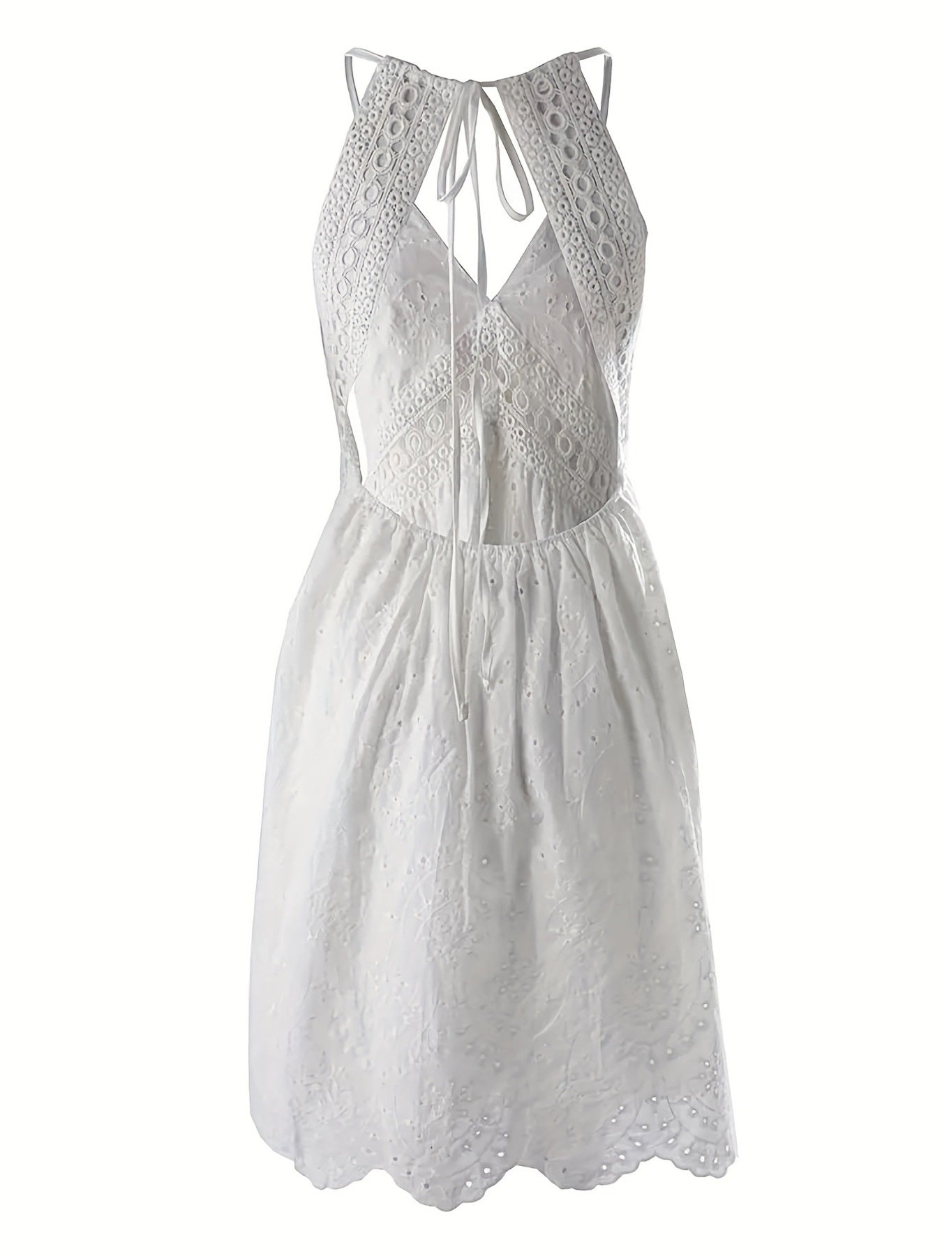 White lace dress on a white background