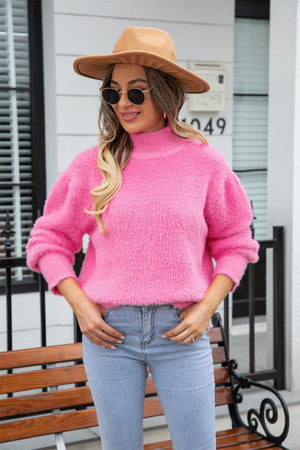 Pink Angel Wings Turtle Neck Long Sleeve Pullover Sweater