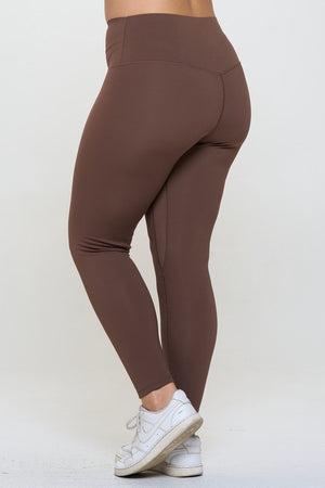 Side view of Yelete Full Size Fleece Lined High Waisted Leggings