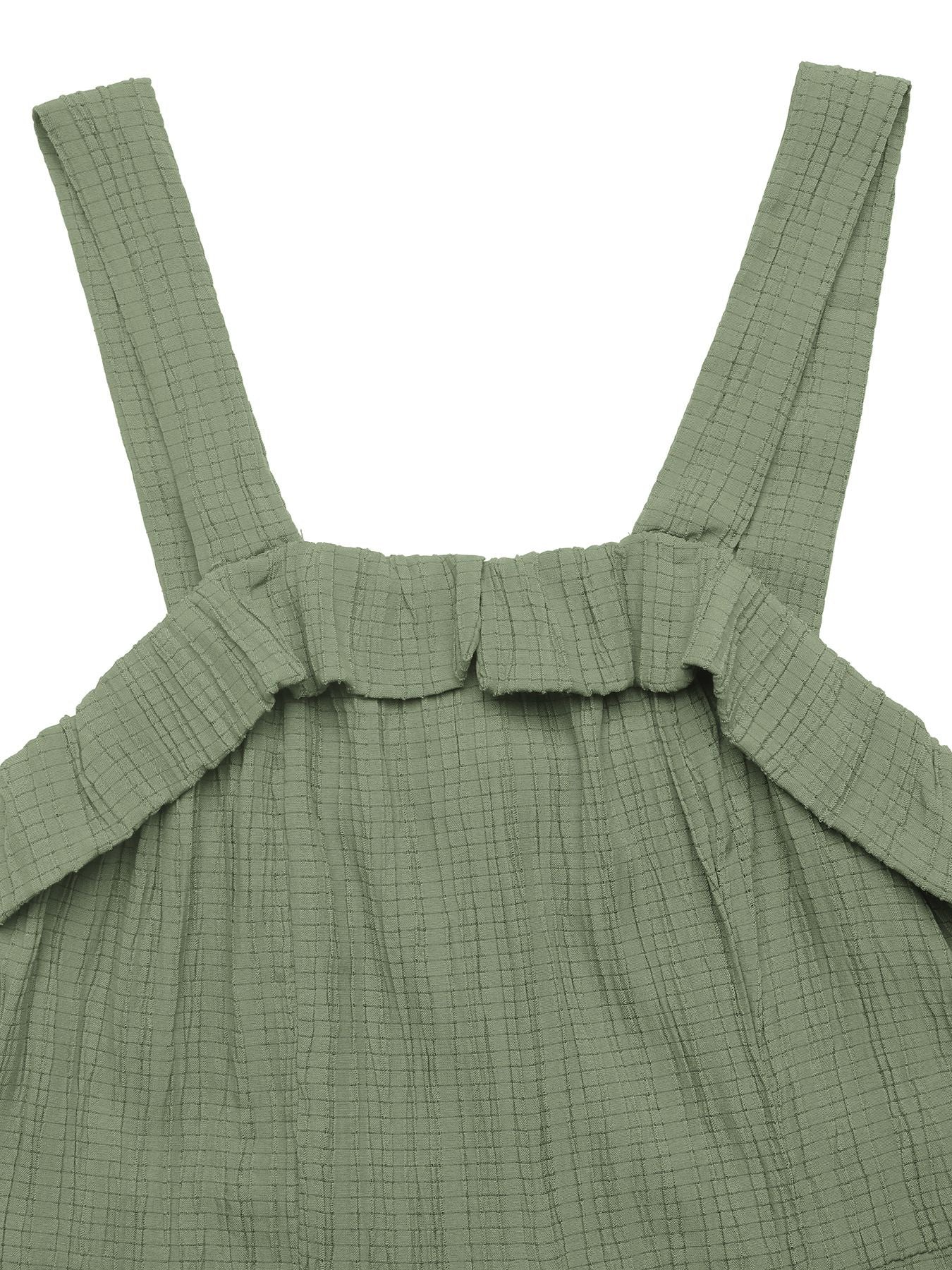 Green checkered dress with straps on a white background