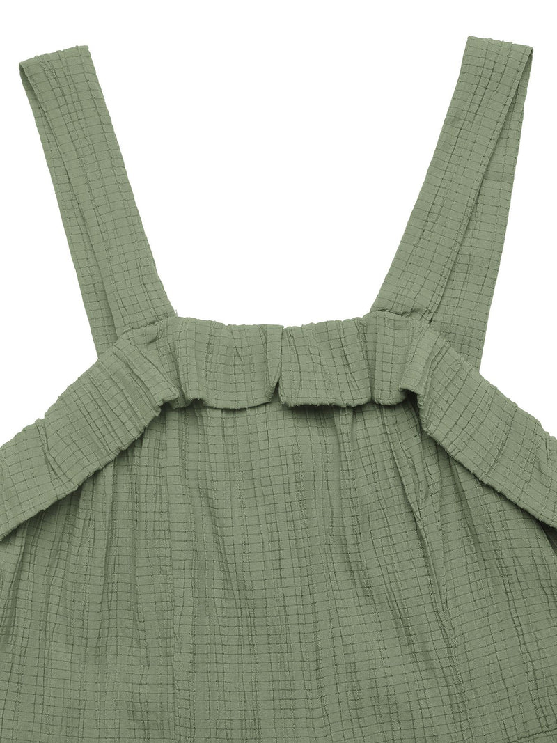 Green checkered dress with straps on a white background