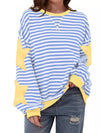 Full Size Star Patch Striped Oversized Sweatshirt Plus Size