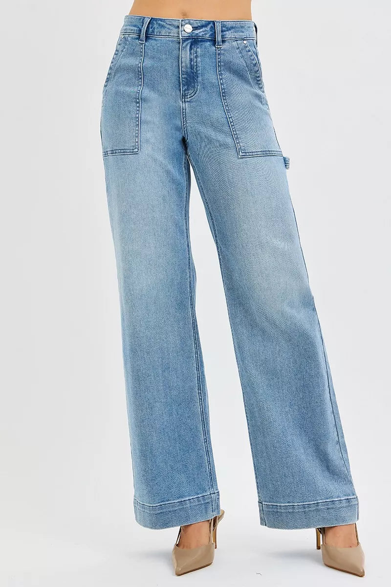 Light blue jeans on a white background